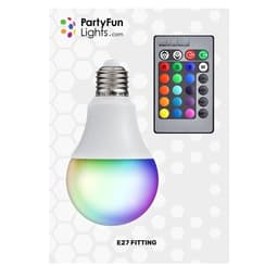 RGB Lyspære m. fjernkontroll E27