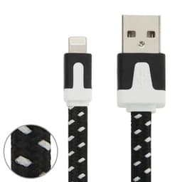 Tekstilledning Lightning  til iPhone 5 / 5S / 5C / SE / 6 / 6s / 6 Plus - Sort/Hvit