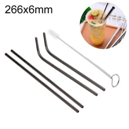 Ekologiska återanvändbara sugrör á 266x6mm i 4-pack - Svart