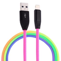 1m USB til Micro USB ladekabel - Regnbuefarge