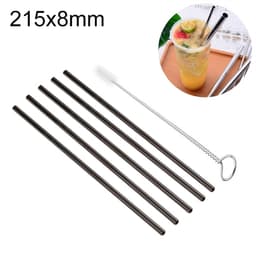 Raka sugrör av stål á 215x8mm - Svart 5-pack