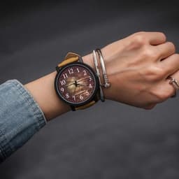 Armbåndsur Kunstlæder-urrem Træ/Beige