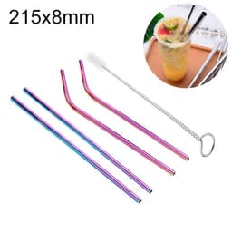 Rostfria sugrör i stål 215x8mm - 4-pack