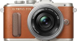 Olympus PEN E-PL8 CSC kamera + 14-42 mm pandekageobjektiv (brun)