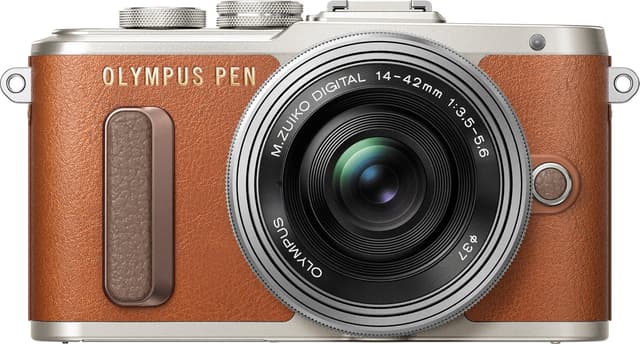 OLYMPUS PEN E-PL8 ブラウン Olympus PEN E-PL8 CSC kamera + 14-42 mm pannekakeobjektivsett