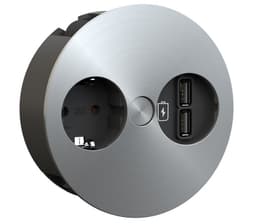 Twist 1 Stikkontakt 2xUSB nedfellbar Rustfritt stål IP21