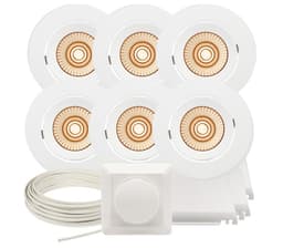 Komplett Alfa Reflektor LED WD Downlightpakke Matt Hvit 6 pk