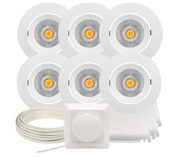 Komplett Alfa Reflektor LED Downlightpakke Matt Hvit 6 pk