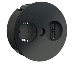 Twist 1 Stikkontakt 2xUSB nedfellbar Matt Sort IP21