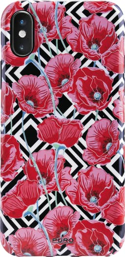 Puro suojakuori iPhone X/Xs (Red Peonies)