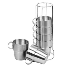 Kopper av rustfritt stål - 6-pack med praktisk koppholder