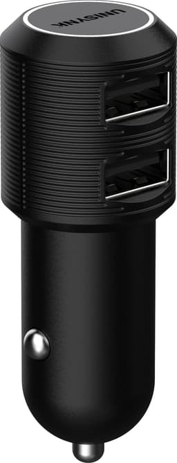 Unisynk dual USB oplader til bil 2 x 2.4 A (sort)