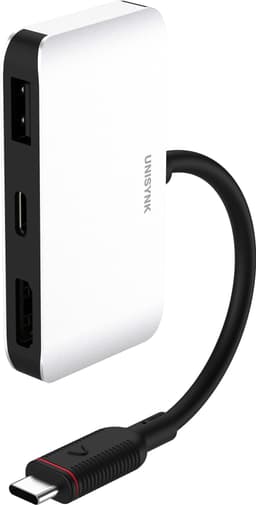 Unisynk USB-C 3 i 1 hub adapter (sølv)