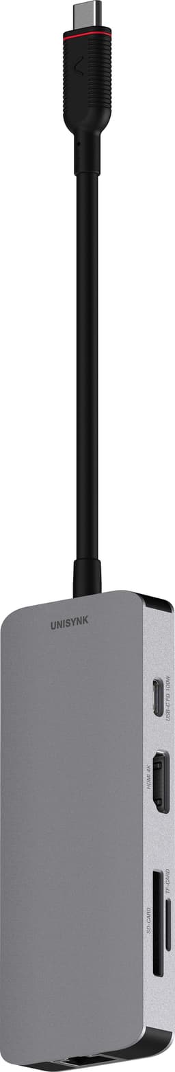 Unisynk USB-C 8 i 1 dockningshubb (grå)