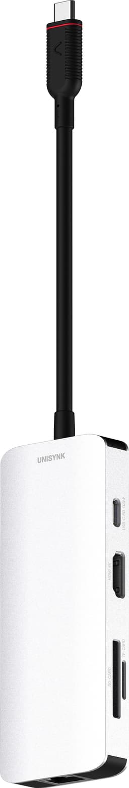 Unisynk USB-C 8-i-1 dokking-hub (sølv)