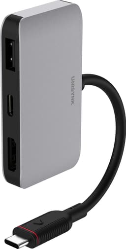 Unisynk USB-C 3-i-1 hub-adapter (grå)