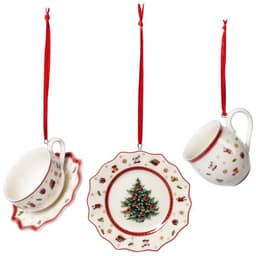 Toy's delight decoration ornaments crockery set, white/red, 3 pieces, 6.3 cm