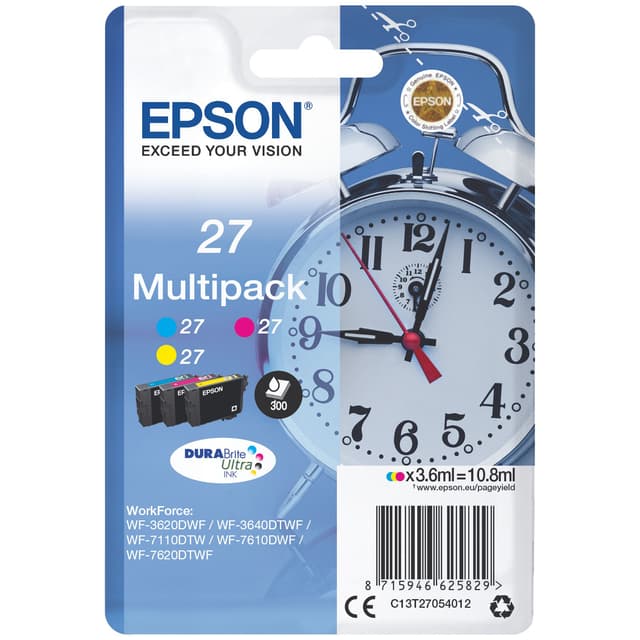 Epson blekkpatron DuraBrite Ultra 27 Cyan Magenta Gul
