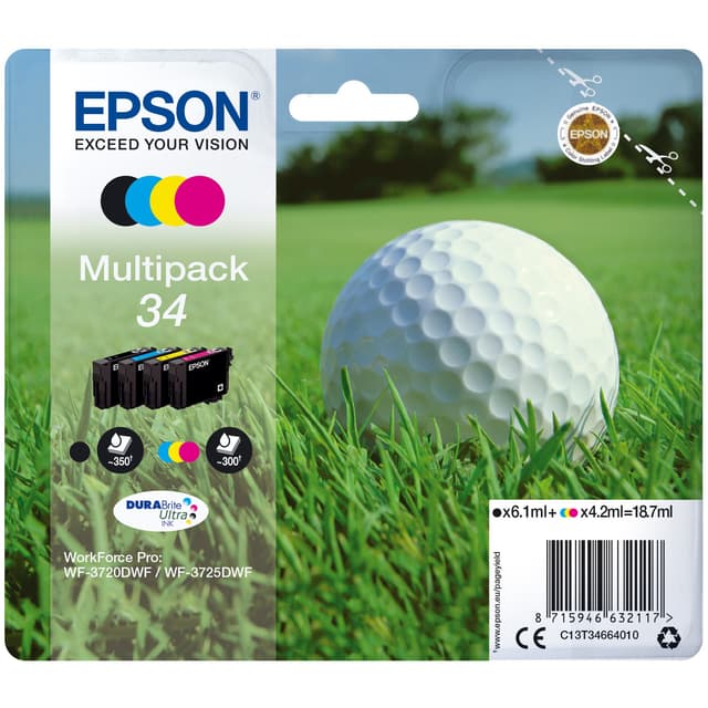 Epson DuraBrite Ultra 34 Cyan Magenta Gul Svart
