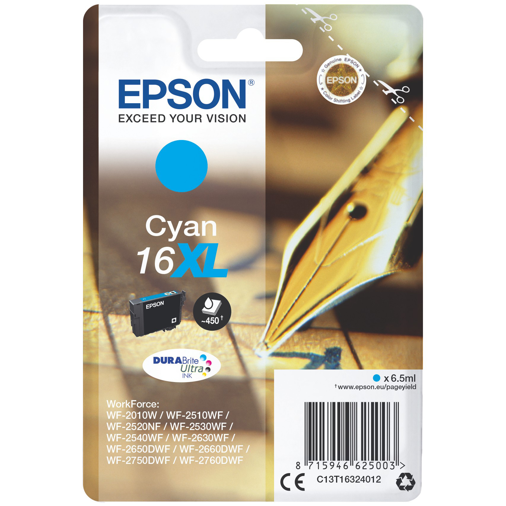 Epson blekkpatron DuraBrite Ultra 16XL Cyan