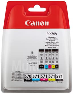 Canon PGI-570/CLI-571 PGBK/BK/C/M/Y Multi Pack - 5 pakettia - musta, keltainen, sinivihreä, magenta - alkuperäinen - mustesäiliö