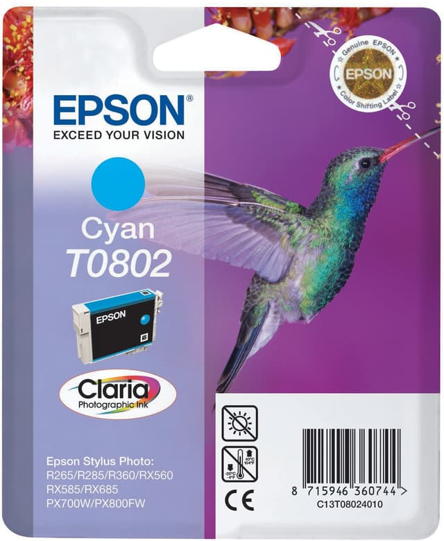 Epson Bläckpatron T0802 Claria Cyan