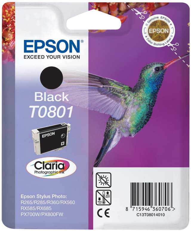 Epson Bläckpatron T0801 Claria Svart