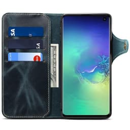 Wallet 3-kort ægte læder Samsung Galaxy S10 (SM-G973F)  - blå
