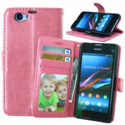 Lompakkokotelo 3-kortti Sony Xperia Z1 Compact (D5503)  - vaaleanpunai
