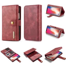 Lompakkotelo Tri-Fold 12-kortti Apple iPhone X / Xs  - punainen
