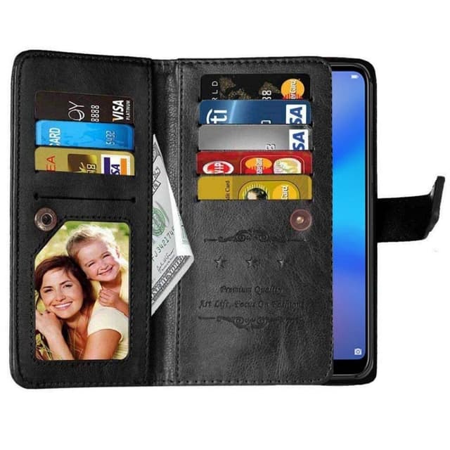 PIXFAB Custodia protettiva per Huawei P Smart 2019 POT-LX1 – Custodia protettiva a libro in pelle di alta qualità con supporto e scomparti per carte di credito + pellicola protettiva per lo