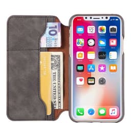 Lompakkokotelo Slim PU Apple iPhone X / Xs  - harmaa