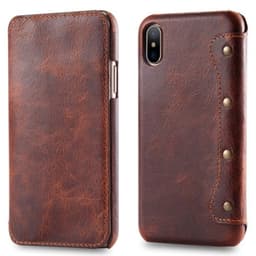Lompakkokotelo slim nahka Apple iPhone X / Xs  - ruskea
