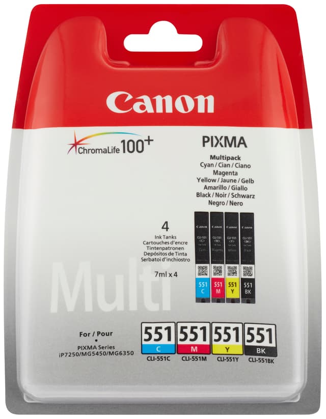Canon blekkpatroner CLI-551CMYK Cyan Magenta Gul Sort