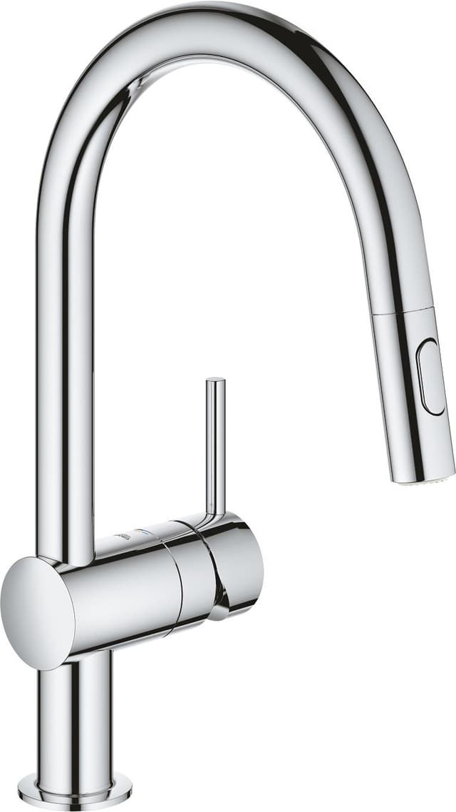 Grohe Minta blandebatteri med C-kran og hånddusj (chrome)
