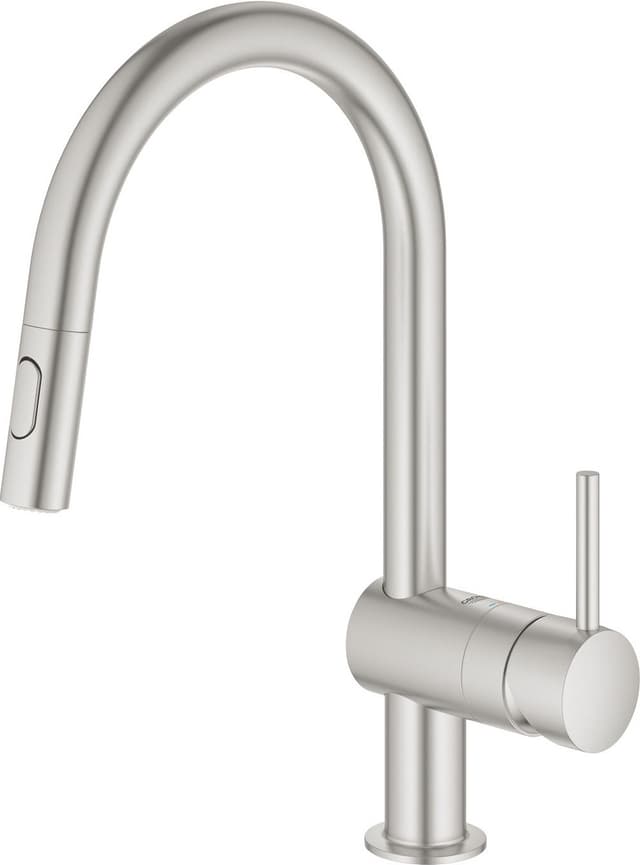 Grohe Minta blandare med C-pip och utdragbar dusch(brushed chrome)