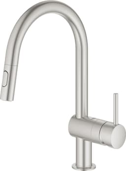 Grohe Minta blandebatteri med C-kran og hånddusj (brushed chrome)