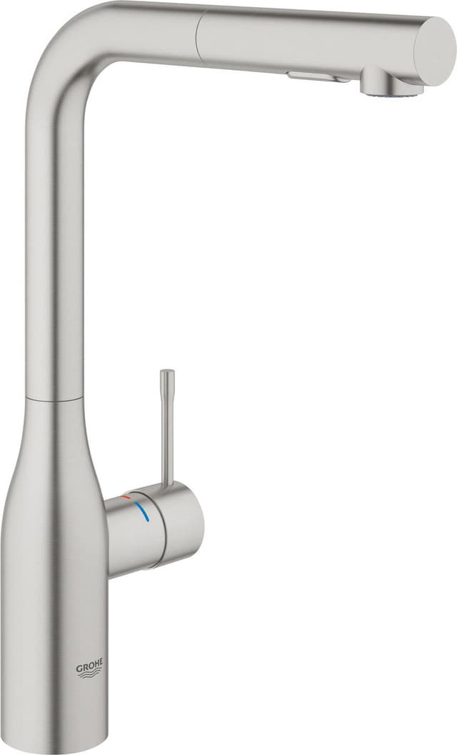 Grohe Essence blandebatteri med L-kran og uttrekkbar hånddusj (krom)