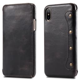 Lompakkokotelo slim nahka Apple iPhone X / Xs  - musta