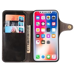 Lompakkokotelo 3-kortti nahka Apple iPhone X / Xs  - musta