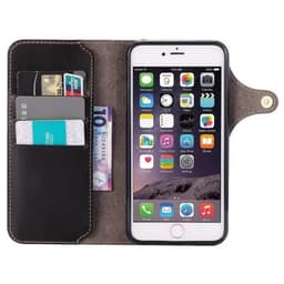 Lommebokdeksel 3-kort ekte lær Apple iPhone 6 / 6S  - Svart