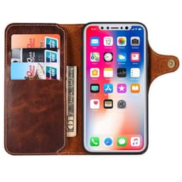 Wallet 3-kort ægte læder Apple iPhone X / Xs  - brun