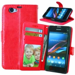 Lommebokdeksel 3-kort Sony Xperia Z1 Compact (D5503)  - RØD
