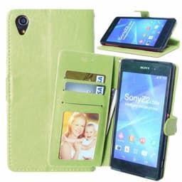 Lompakkokotelo 2-kortti Sony Xperia Z1 (c6903)  - vihreä