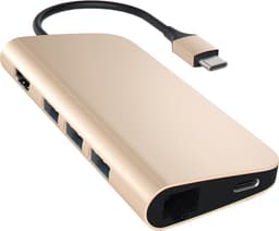 Satechi USB-C Multi-Port med Ethernet-adapter (guld)