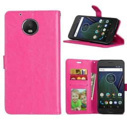 Mobilplånbok 3-kort Motorola Moto G5 Plus (XT1683)  - Mörk Rosa