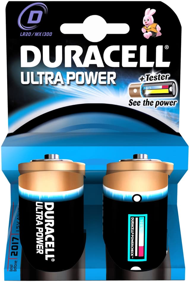 Duracell batteri Ultra Power D (2 stycken)