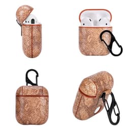 Ormskinns mönstrat fodral med karbinhake till AirPods Brun