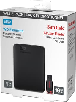 WD Elements 1TB ekstern harddisk med 16 GB USB