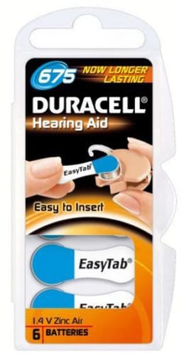 Duracell paristo kuulolaitteelle DA675 (6 kpl)